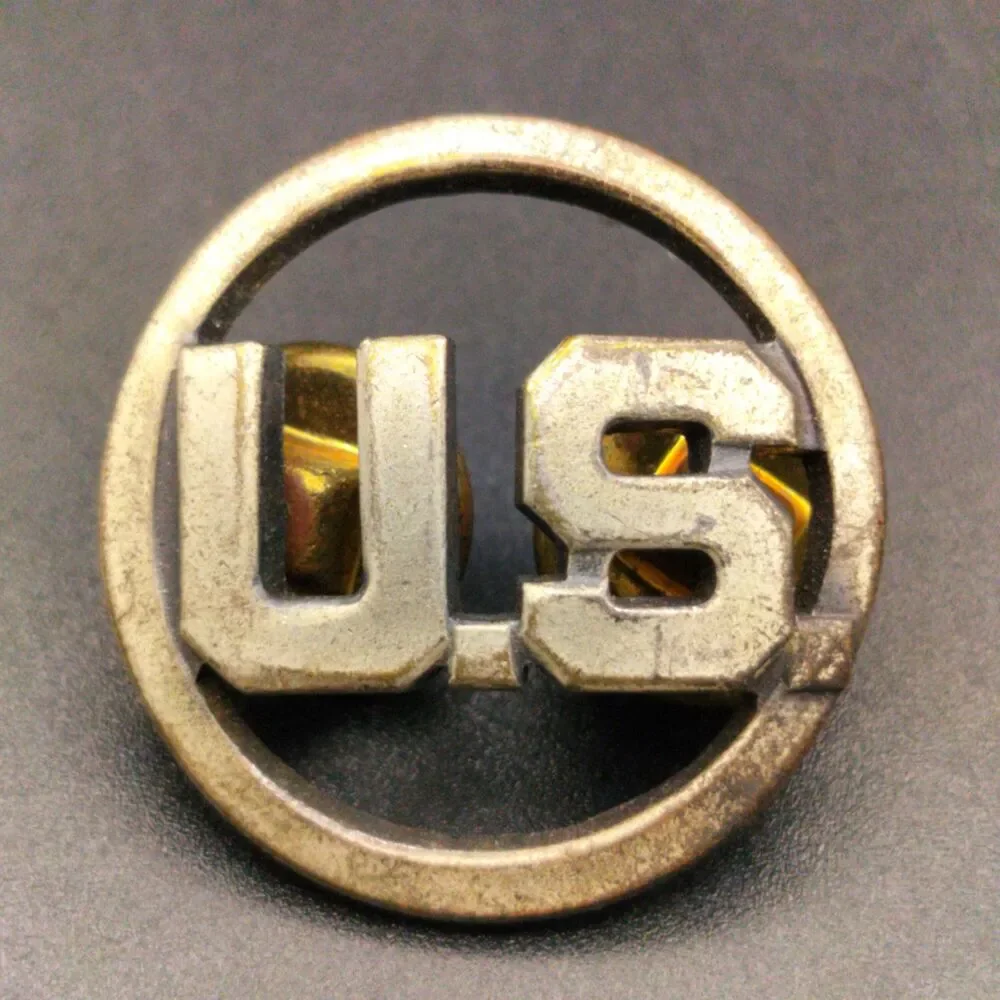 WWII US Army Military Enlisted Collar Disk Pin Insignia Original Period Item